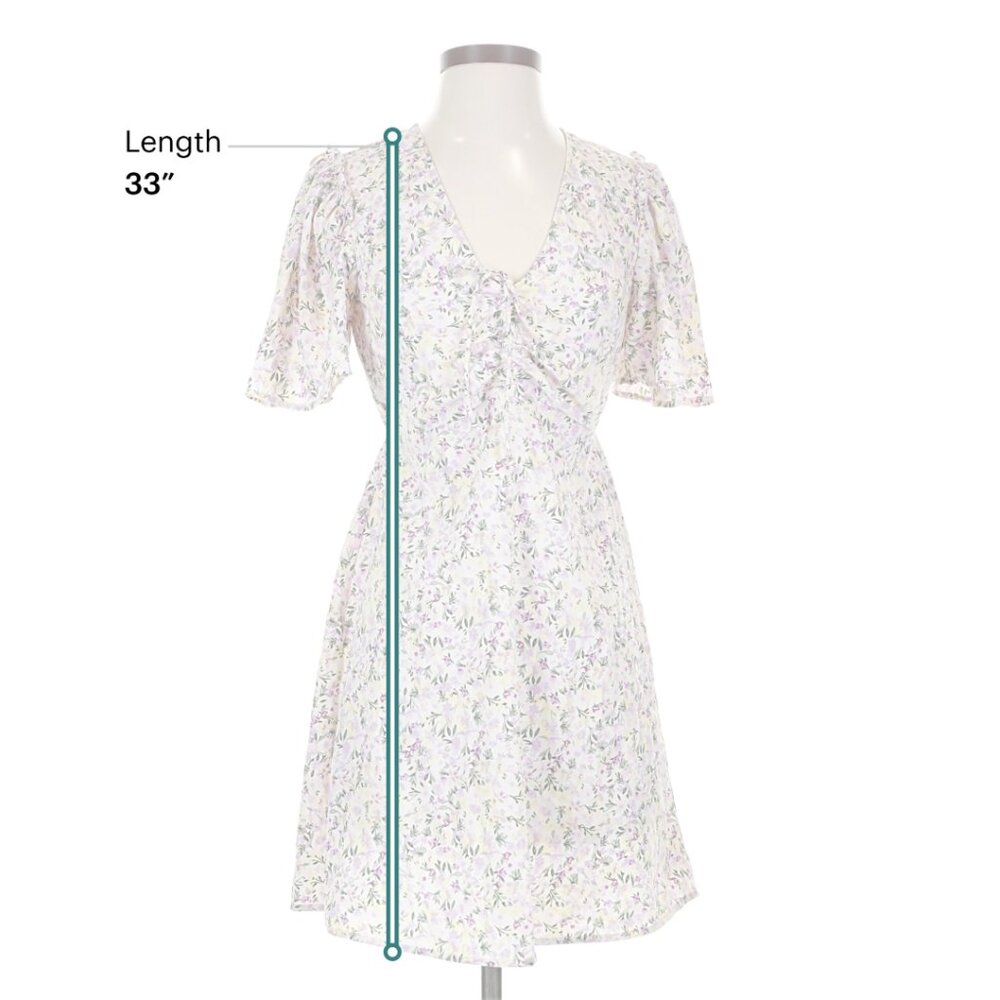 Vero Moda women's "Jeyne" Lavender/Yellow Floral Print Dress On White - Size XS - Picture 7 of 10